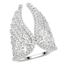 3W1543 - Rhodium Brass Ring with AAA Grade CZ  in Clear