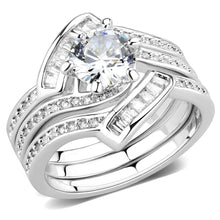 3W1551 - Rhodium Brass Ring with AAA Grade CZ  in Clear