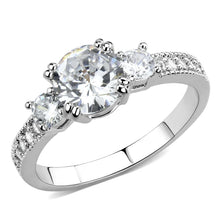 3W1571 - Rhodium Brass Ring with AAA Grade CZ  in Clear