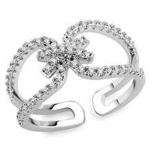 3W1583 - Rhodium Brass Ring with AAA Grade CZ  in Clear