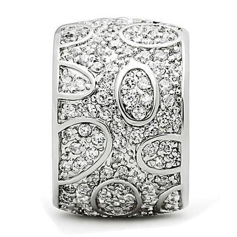 3W159 - Rhodium Brass Ring with AAA Grade CZ  in Clear