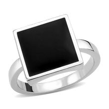 3W1620 - Rhodium Brass Ring with Epoxy in Jet