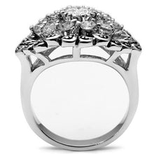 3W184 - Rhodium Brass Ring with AAA Grade CZ  in Clear