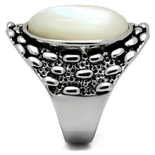 3W186 - Rhodium Brass Ring with Precious Stone Conch in White