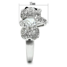 3W187 - Rhodium Brass Ring with AAA Grade CZ  in Clear