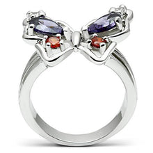 3W233 - Rhodium Brass Ring with AAA Grade CZ  in Multi Color