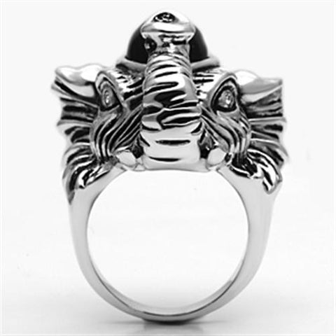 3W241 - Rhodium Brass Ring with Synthetic Onyx in Jet