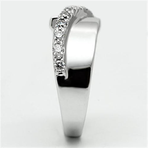 3W267 - Rhodium Brass Ring with AAA Grade CZ  in Clear