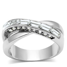 3W269 - Rhodium Brass Ring with Top Grade Crystal  in Clear