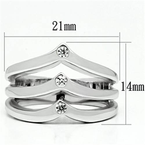 3W276 - Rhodium Brass Ring with AAA Grade CZ  in Clear