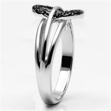 3W277 - Rhodium + Ruthenium Brass Ring with AAA Grade CZ  in Black Diamond