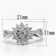 3W278 - Rhodium Brass Ring with AAA Grade CZ  in Clear