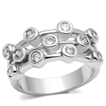 3W280 - Rhodium Brass Ring with AAA Grade CZ  in Clear