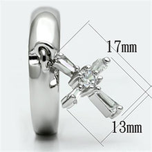 3W283 - Rhodium Brass Ring with AAA Grade CZ  in Clear