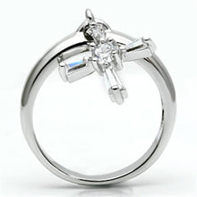 3W283 - Rhodium Brass Ring with AAA Grade CZ  in Clear