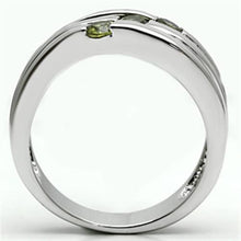 3W289 - Rhodium Brass Ring with AAA Grade CZ  in Olivine color