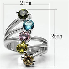 Lyra Cocktail Ring - Rhodium Brass, AAA CZ , Multi Color - 3W291