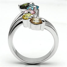 Lyra Cocktail Ring - Rhodium Brass, AAA CZ , Multi Color - 3W291