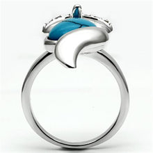 3W295 - Rhodium Brass Ring with Synthetic Turquoise in Sea Blue