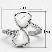 3w317 - Rhodium Brass Ring with Precious Stone Conch in White