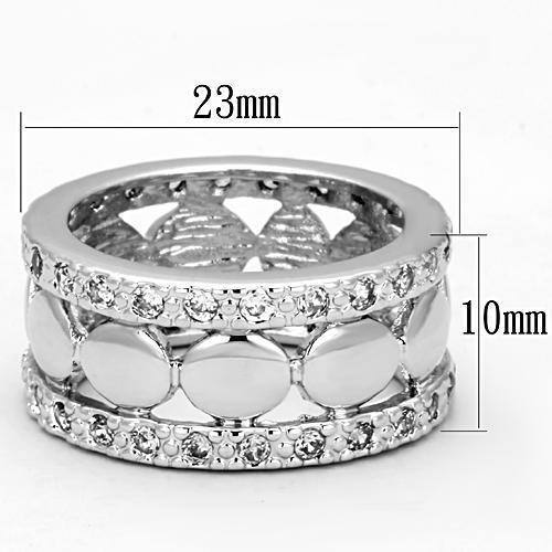 3w319 - Rhodium Brass Ring with AAA Grade CZ  in Clear