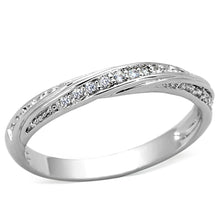 3W510 - Rhodium Brass Ring with AAA Grade CZ  in Clear