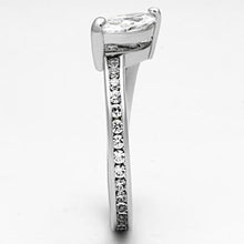 3W528 - Rhodium Brass Ring with AAA Grade CZ  in Clear