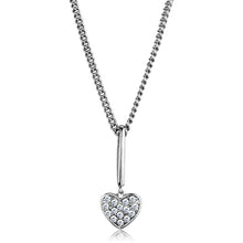 3W773 - Rhodium Brass Chain Pendant with AAA Grade CZ  in Clear