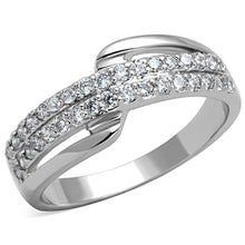 3W798 - Rhodium Brass Ring with AAA Grade CZ  in Clear