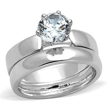 3W805 - Rhodium Brass Ring with AAA Grade CZ  in Clear