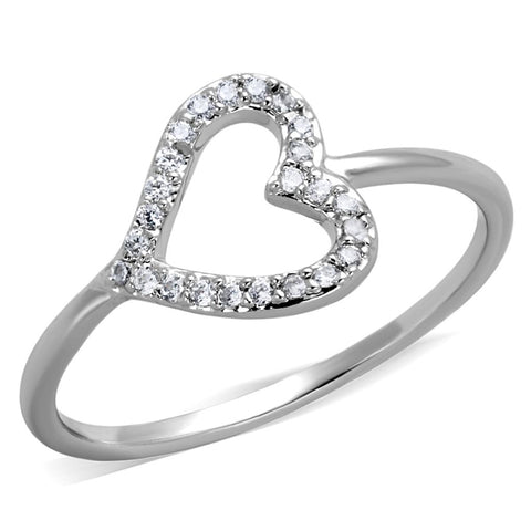 3W866 - Rhodium Brass Ring with AAA Grade CZ  in Clear