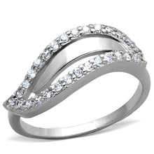 3W881 - Rhodium Brass Ring with AAA Grade CZ  in Clear