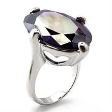 6X025 - Rhodium Brass Ring with AAA Grade CZ  in Amethyst