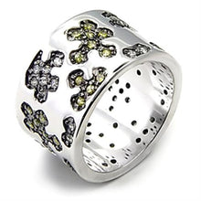 7X229 - Rhodium + Ruthenium 925 Sterling Silver Ring with AAA Grade CZ  in Olivine color