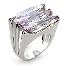 80306 - Rhodium Brass Ring with AAA Grade CZ  in Light Amethyst