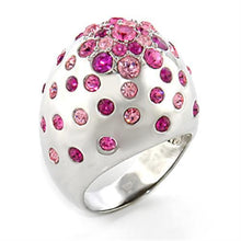 80602 - Rhodium Brass Ring with Top Grade Crystal  in Multi Color