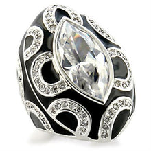 9W160 - Rhodium Brass Ring with AAA Grade CZ  in Clear