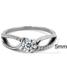 DA004 - High polished (no plating) Stainless Steel Ring with AAA Grade CZ  in Clear