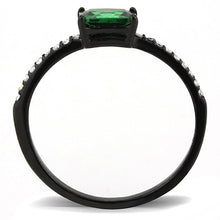 DA010 - IP Black(Ion Plating) Stainless Steel Ring with AAA Grade CZ  in Emerald