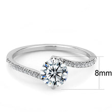 DA013 - High polished (no plating) Stainless Steel Ring with AAA Grade CZ  in Clear