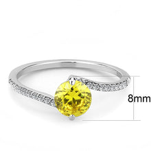 DA015 - High polished (no plating) Stainless Steel Ring with AAA Grade CZ  in Topaz