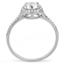 DA022 - High polished (no plating) Stainless Steel Ring with AAA Grade CZ  in Clear