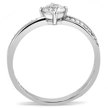 DA025 - High polished (no plating) Stainless Steel Ring with AAA Grade CZ  in Clear