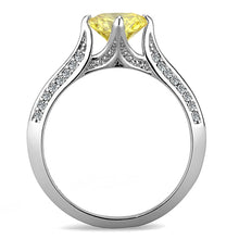 DA037 - High polished (no plating) Stainless Steel Ring with AAA Grade CZ  in Topaz