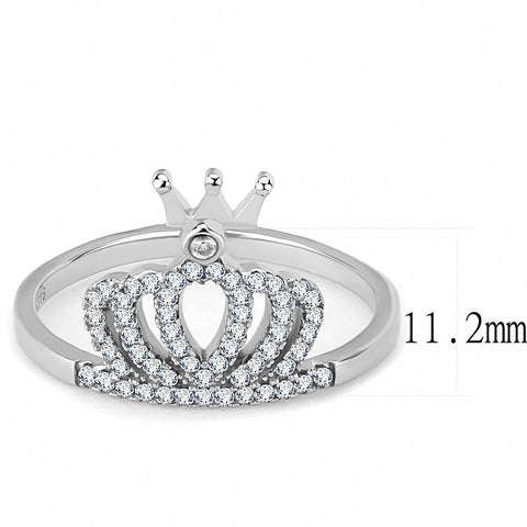 DA040 - High polished (no plating) Stainless Steel Ring with AAA Grade CZ  in Clear