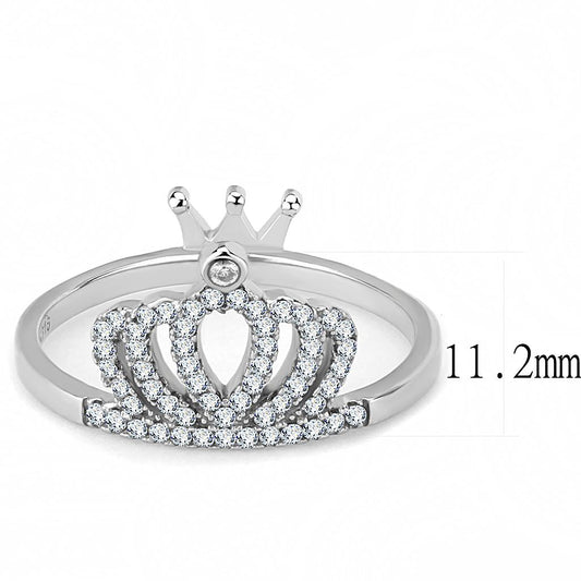 DA040 - High polished (no plating) Stainless Steel Ring with AAA Grade CZ  in Clear