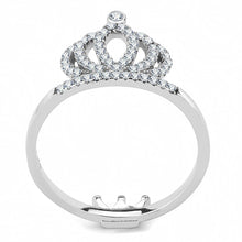DA040 - High polished (no plating) Stainless Steel Ring with AAA Grade CZ  in Clear