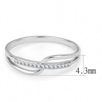 DA045 - High polished (no plating) Stainless Steel Ring with AAA Grade CZ  in Clear