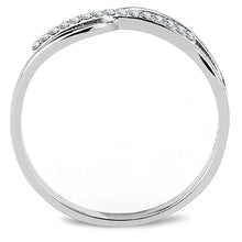 DA045 - High polished (no plating) Stainless Steel Ring with AAA Grade CZ  in Clear