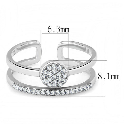 DA048 - High polished (no plating) Stainless Steel Ring with AAA Grade CZ  in Clear